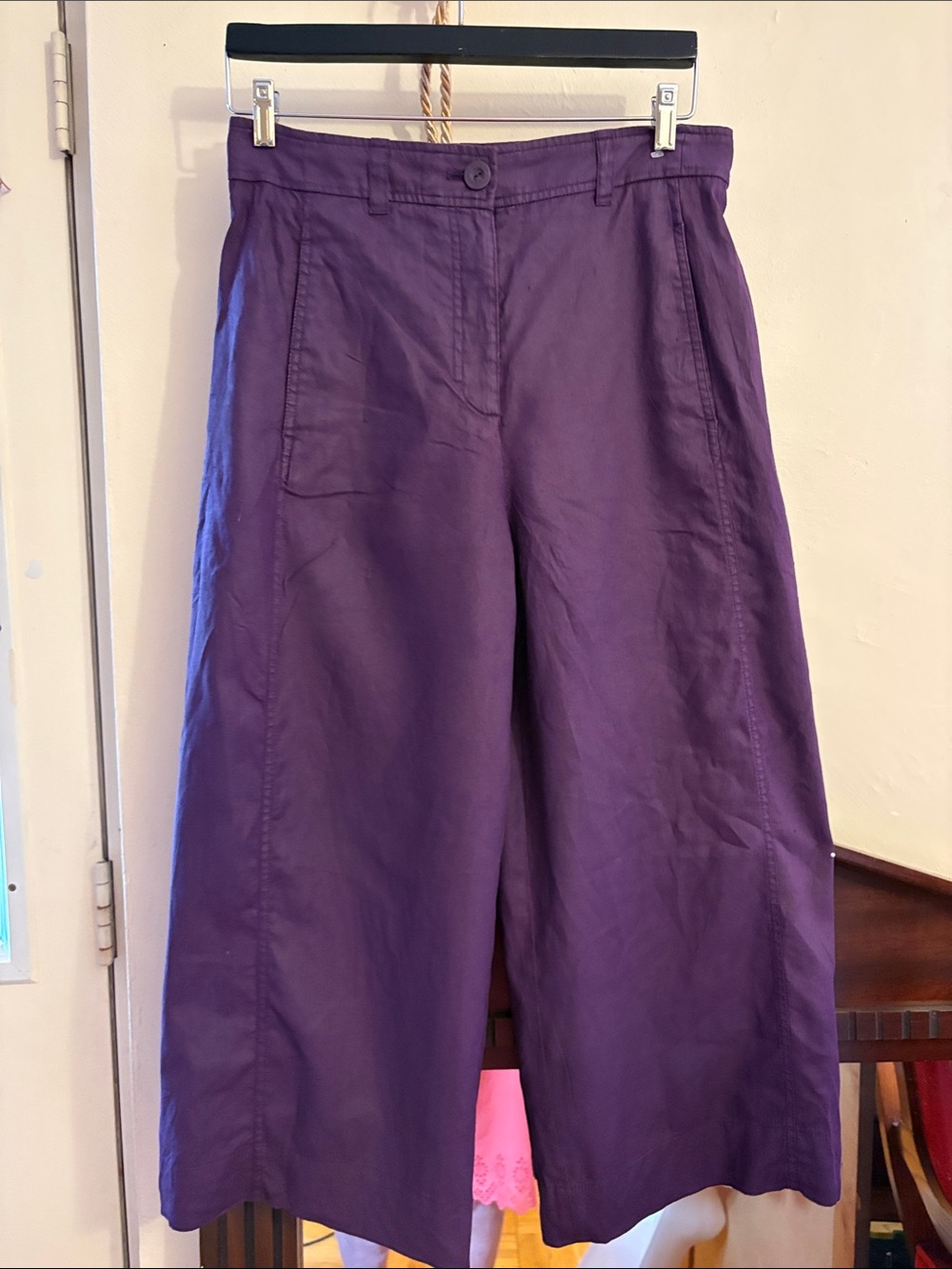 COS Purple Wide-Leg Capris. Cotton. Linen
